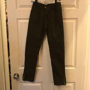 High waisted olive green jeggings